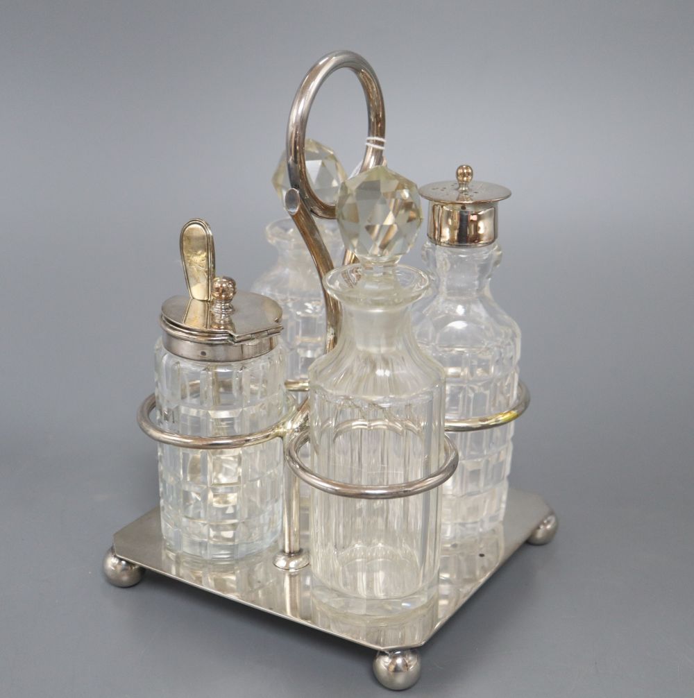 A modern silver cruet stand by Garrard & Co Ltd, London, 1963